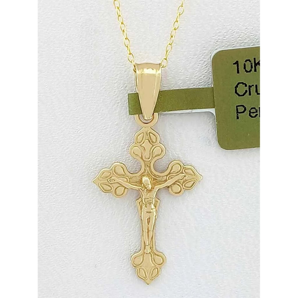 Solid Crucifix Pendant Solid 10k Yellow Gold